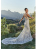 Luxury Beaded Ivory Lace Open Back Sparkling Wedding Dress
